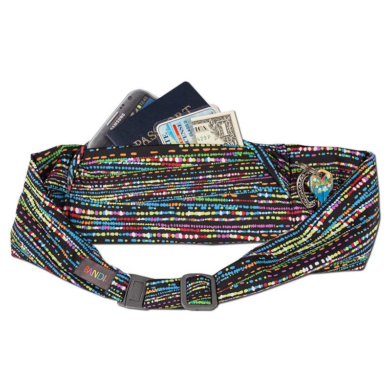 BANDI Large Travel and Running Belt, Securely Carry Keys, Phone, Medicine, Money or Food While You Exercise or Travel Within Its Sleek 3 Pocket Design, Size 7.5 Inch by 3.5 Inch Confetti One Size - Image 1